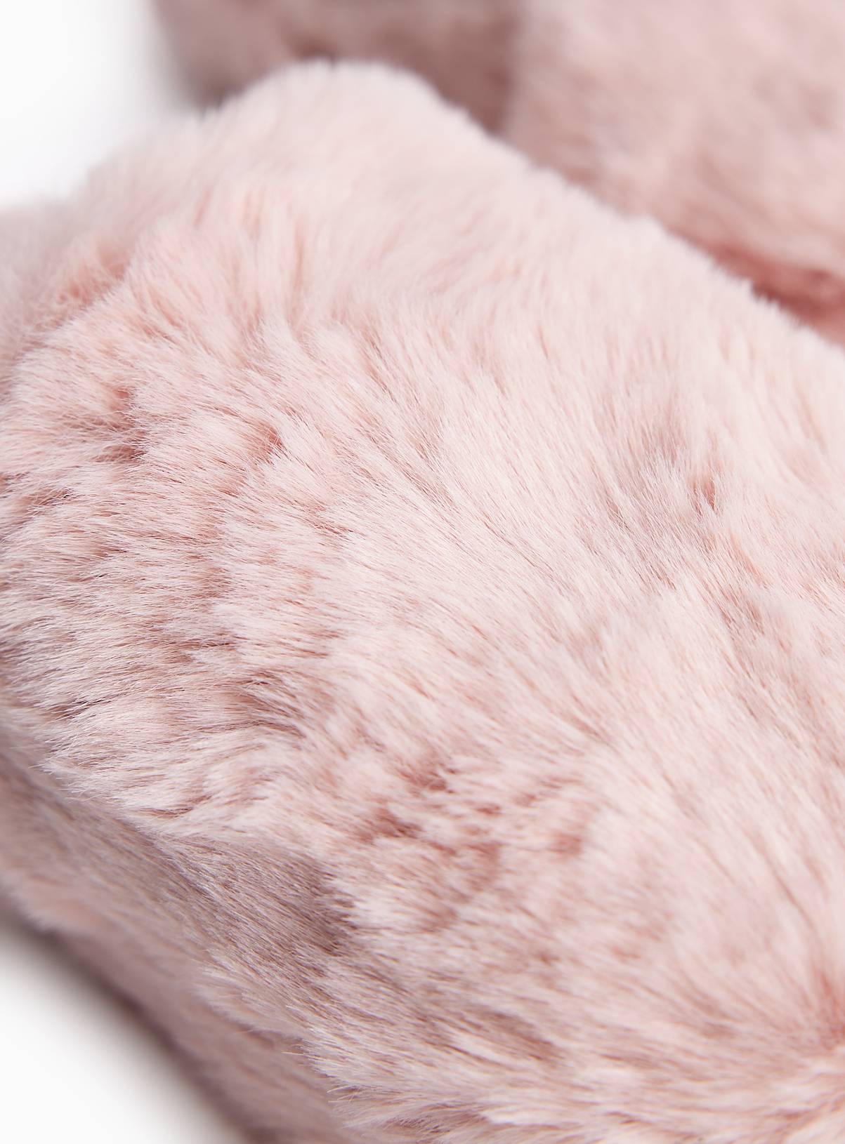 Pink Plush Faux Fur Mule Slippers L - Image 3